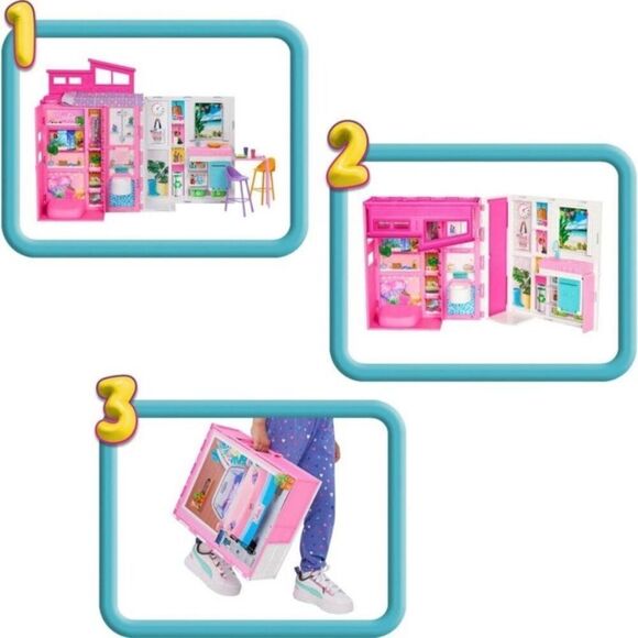 Barbie Getaway House Playset with 4 Play Areas and Pink - Picture 9 of 12